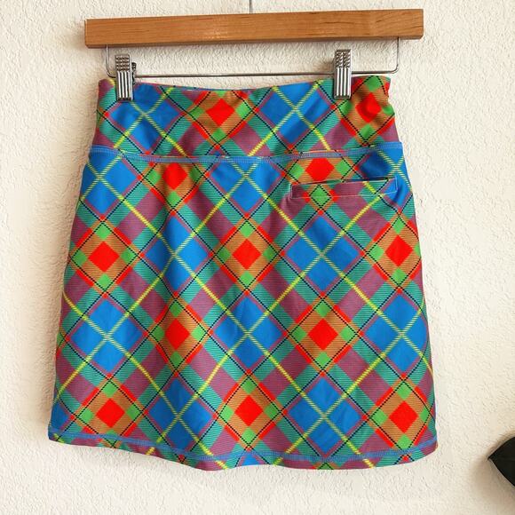 Loundmouth Womens Mini Golf Skort XXS Plaid Colorful Sporty Preppy Tennis Wacky - Picture 2 of 5